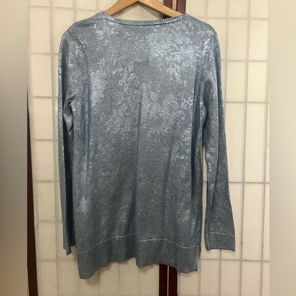 CHICO’S PRINTER‎ FOIL PIPER PULLOVER SWEATER SIZE 1 - Picture 3 of 9